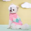 Dog Apparel Pet Autumn And Winter Warm Sweater Striped Floral Stretch Two Legs Lapel Cat Knitted Woolen Clothes