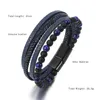 Bangle 2023 Pedra Natural Olho de Tigre Pulseira Frisada para Homens Handwoven Multilayer Couro Moda Vulcânica