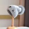 Autumn Winter Knitted Wool Hats For Women Fashion Pompon Beanies Fur Hat Female Warm Caps With Natural Rabbit Hair Cap