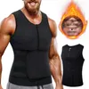 Mäns kroppsformar Neopren Compression Shapewear Trainer Zipper Corset Slimming Shirt Workout Bastu Midja Vest Fitness Sweat Shaper