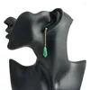 Kolczyki Dangle Boho Zielony kamień naturalny dla kobiet ręcznie robione szlifierki łańcuchowe w zawieszce biżuterię