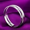 925 Sterling Zilveren Armband Damesmode Persoonlijkheid Hol Ronde Dans Bangle Water Wave Patroon Opening Armband Sieraden Gift Groothandel