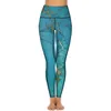 Pantaloni attivi Leggings in marmo blu Pietra metallizzata dorata Vita alta Yoga Novità Legging elastico Modello da donna Fitness Sport