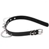 Choker Punk Rivets Stainless Steel Chains Leather Collar Sexy Bondage Mens Chokers Goth Necklaces For Women Gothic Kpop Jewelry