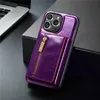 Detachable Magnetic Zipper Phone Case for iPhone 15 14 13 12 11 Pro Max Samsung Galaxy S23 S22 S21 Note20 Ultra S21FE S20FE S23FE 5G Glitter Leather Wallet Chain Shell