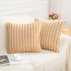 Housse de coussin en fausse peluche, 40x40, peluche douce, 45, fourrure décorative, pour luxe, canapé Olanly, rayé, maison