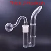 Adaptateur de connecteur en verre de narguilé à crochet en J épais en gros avec trou concave plate-forme de dab d'eau bong avec bol de brûleur à mazout de 14mm