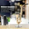 Objets décoratifs Figurines Instrument Modèle Musical Miniature Saxophone Alto Réplique avec Support et Étui Ornements Plaqués Or 230928