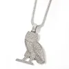 Iced Out Animal Owl Necklace Pendant Gold Silver Plated Micro Paled Zircon Mens Hip Hop Jewelry Gift308U