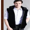 Kamizelki męskie Czarne modne z kapturem ciepłe sztuczne futro kamizelka męska kurtka skórzana menu płaszcze szczupłe zimowe termiczne odzież wierzchnią 3xl
