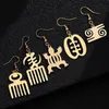 Dangle żyrandol 10 Pupair Lot Gold African Symbol Kolczyki Drop Vintage Biżuter Ethnic Gye Nyame for Women307f