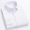 Camisas de vestido masculinas camisa formal manga longa oversized escritório cor sólida listrado anti-rugas não-passar moda negócios branco