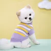 Dog Apparel Pet Autumn And Winter Warm Sweater Striped Floral Stretch Two Legs Lapel Cat Knitted Woolen Clothes