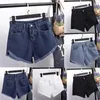 Jeans para mujer 2023 Mujeres Moda de verano Pantalones cortos blancos Estilo coreano Casual Cintura alta Recta Baggy Jean A- Línea de pierna ancha Streetwear