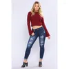 Jeans femininos rasgados para mulheres roupas skinny casual sexy club flare jean cintura alta elegante mãe