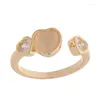 Cluster-Ringe, 14 Karat vergoldet, Modeschmuck, luxuriöser Opal-Zirkon, exquisit für Frau, einfacher täglicher eleganter Ring