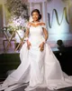 2023 октябрь арабское Aso Ebi плюс размер белое свадебное платье русалки кружево, расшитое бисером и блестками, свадебные платья ZJ505