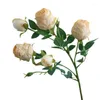 Decorative Flowers Rose Retro Simulation Flower Decoration Home Wedding Imitation Dried Room Simple 5 Roots