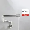 Kitchen Faucets Pot Filler Faucet Double Joint Spout Folding Stretchable Swing Arm Stainless Steel Wall Mount Cold Water Sink Tap