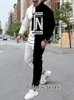 رجال المسارات الوافدين الأكمام طويلة الأكمام tirt tracksuit رجال 2 قطعة ملابس السراويل مجموعة ملابس الشارع الضخمة سراويل الرياضة سراويل