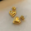 Dangle Earrings Luxury Trendy Double Heart Shaped Gold Plated Smooth Love Titanium Drop Women Girl Romantic Gifts