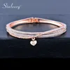 Bangle Sinleery Small Heart Pendant 3 Lager Crystal Bangle for Women Rose Gold Silver Color Wedding Armelets smycken 230928