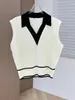 Men's Casual Shirts Spring And Summer Wined V-neck Sleeveless Vest Black White Color Matching Simple Generous