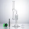 CSYC GB007 Dab Rig Smoking Pipe About 9.13 Inches Recycle Perc Glass Water Bong Stand Base 14mm Quartz Ceramic Nails Quartz Banger Nail Clip Dabber Tool Silicon Jar