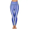 Active Pants Blue and White Gingham Leggings Check Plaid Squared Fitness Yoga Push Up Funny Sport Stretch Graphic Leging