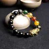 Natural Obsidian Bracelet Five Way God of Wealth Men's Sensible Temperature Colorful Pixiu Hand String Beaded Couple