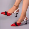 Dress Shoes Big Size 41 42 Red Women Pumps Silk Satin Pointy Toe Rhinestone Crystal High Heels Slip On Wedding Sandal