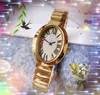 Klassiska kvinnor Small Simple Dial Watch Sapphire Mirror Full rostfritt stål Center Clock Quartz Movement Roman Tank Series Gold Silver Color Cute Watches Gifts