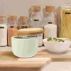 Garrafas de armazenamento 2 pcs recipiente de feijão de café tampa de bambu frasco de cerâmica lanche pode chá cereais vasilha branca vedação viagem