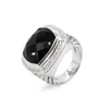 Merk vrouwen Ringen 925 Sterling Zilver 17 MM Blue Topaz Black Onyx Turquoise Rookkwarts Amethist Ring voor Women279R