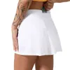 Desginer Lululemenly Short de yoga pour femme - Taille moyenne - Jupe courte de sport - Anti-marche - Vitesse légère - Badminton sec - Fitness - Faux deux pièces - Pour course à pied - Lululy Golf