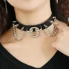 Choker Punk Rivets Stainless Steel Chains Leather Collar Sexy Bondage Mens Chokers Goth Necklaces For Women Gothic Kpop Jewelry