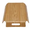 Bandejas para té 2X mesa de escritorio de lujo de bambú en la cama, bandeja de madera para pan, fruta de madera, desayuno, comida, pastel, servicio de café con asas