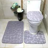 Tapis de bain 3 pièces, ensemble de tapis de salle de bain, de toilette, de douche antidérapante en flanelle, couverture de couvercle de maison, tapis de sol