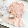 Girl's Dresses Girls Fashion Dress Kids Cotton For Winter Outfits Casual Pink Color Toddler Girl With Lace Flower 230928