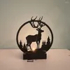 Candle Holders Holder For Wax Or Flameless Led Tea Lights Elk Candlestick Festive Christmas Ornament Warm Room Table