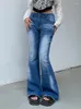 Jeans da donna 2023 Moda aderente Casual a vita alta Pantaloni svasati elasticizzati alla moda Pantaloni anni '90 Abiti vintage Stile Y2k Emo