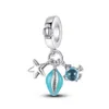 925 encantos de prata esterlina para fazer jóias para mulheres contas de vidro azul pingente série oceano