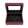 Red Black PU Leather Wood Box Organizer Portable 12x16x7cm 2-9 håls Case Championship Sports Ring241L