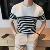 Sweats à capuche pour hommes Summer Slim Noir Blanc Rayé Manches courtes O Cou Hommes Hit Couleur Mode Business Casual T-shirt surdimensionné Vêtements respirants