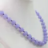 Kedjor lila violet natursten jades chalcedony 8mm 10mm 12mm runda pärlor mode kvinnor diy smyckekedja halsband 18 tum