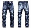 Jeans Designer for Mens Pant Stacked Jeans Embroidery Distressed Ripped Biker Slim Straight European Jean Hombre Men Pants Trousers