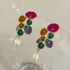 Collier boucles d'oreilles ensemble bijoux de mode 925 aiguille en argent joli design géométrique émail coloré balancent goutte pour femmes fille 2023 tendance