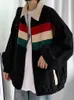 Giacche da donna Stile gotico da uomo a righe allentate Harajuku Estetica Cappotto casual in velluto a coste retrò Impara la giacca invernale da cortile