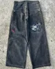Jeans para hombres Streetwear JNCO Y2K Hip Hop Dibujos animados Impresión gráfica Vintage Baggy Pantalones negros Hombres Mujeres Pantalones de pierna ancha de cintura alta