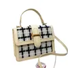 Evening Bags Black White Checkered Small Square Bag with Patchwork Woolen Handbag Shoulder Crossbody Bag Korean Version Temperament 230828